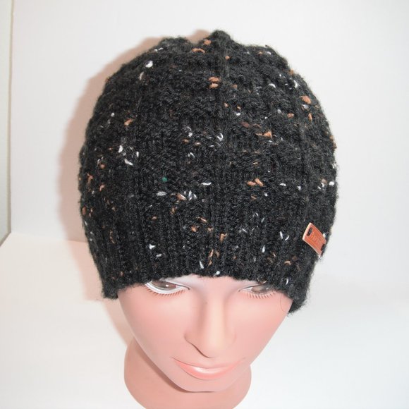 Hand Knitted Hat Toque Size - L-M Acrylic Black Tweed - 009 Hand knit by me - Picture 3 of 12